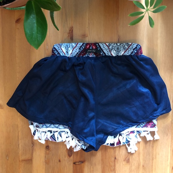 Tassel shorts Thai print beach XS SH - Picture 7 of 8